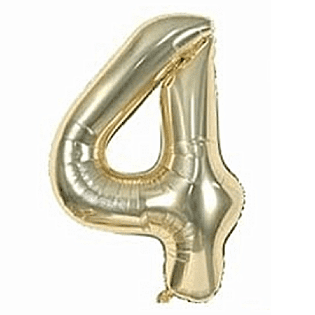 40 inch Age 4 White Gold Foil Number Balloons