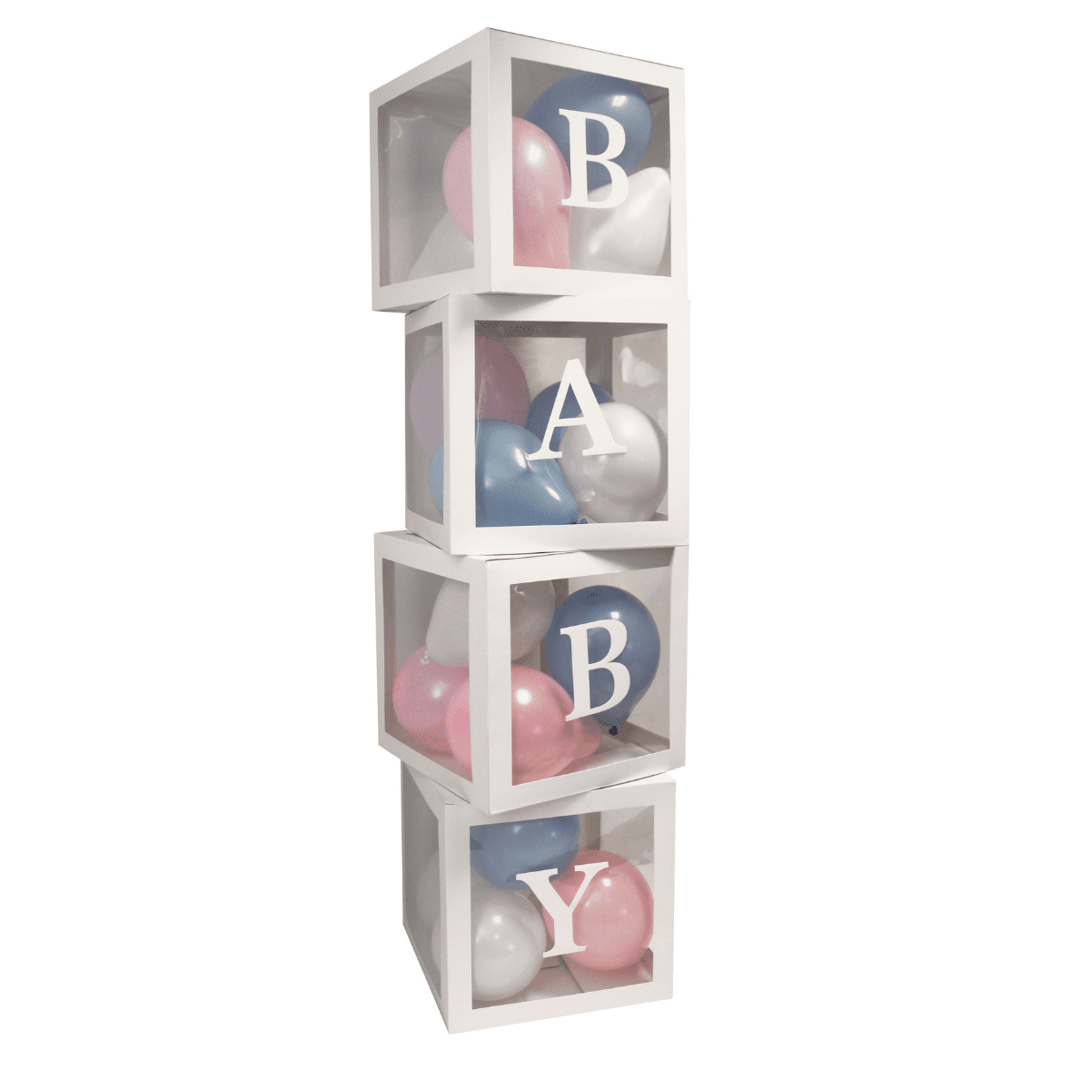 Eurowrap BABY Shower White Balloon Boxes & Letters 4PK