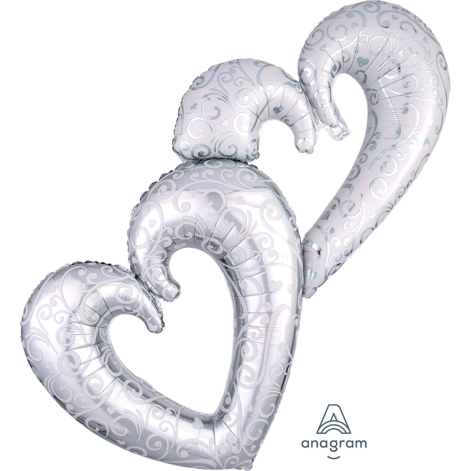 Amscan 53 inch Silver Interlocking Hearts Foil Balloon_55047-3130201-1-3-1500+