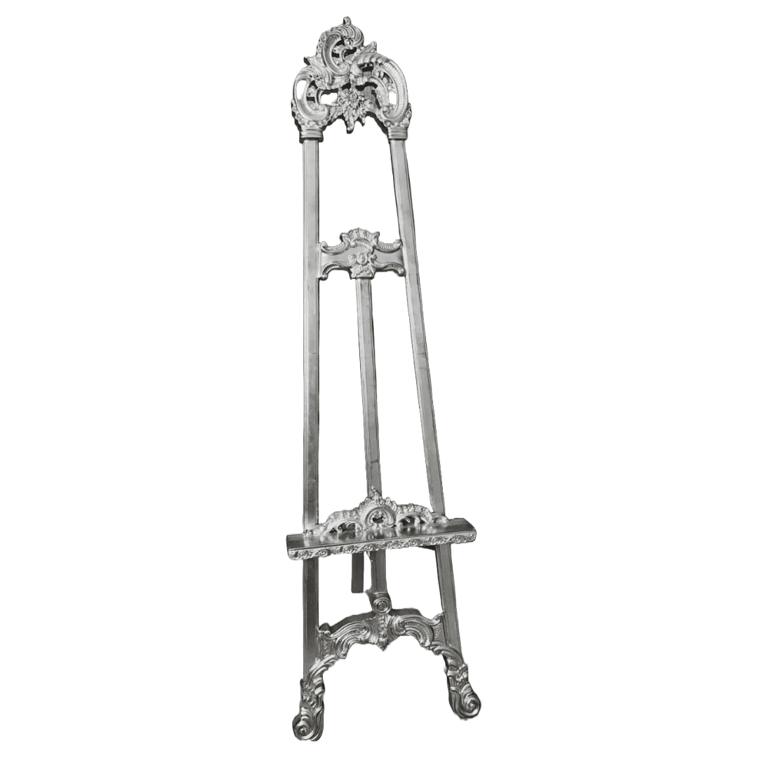 Chrome Ornate Curved Wooden Easel 160cm_180cm