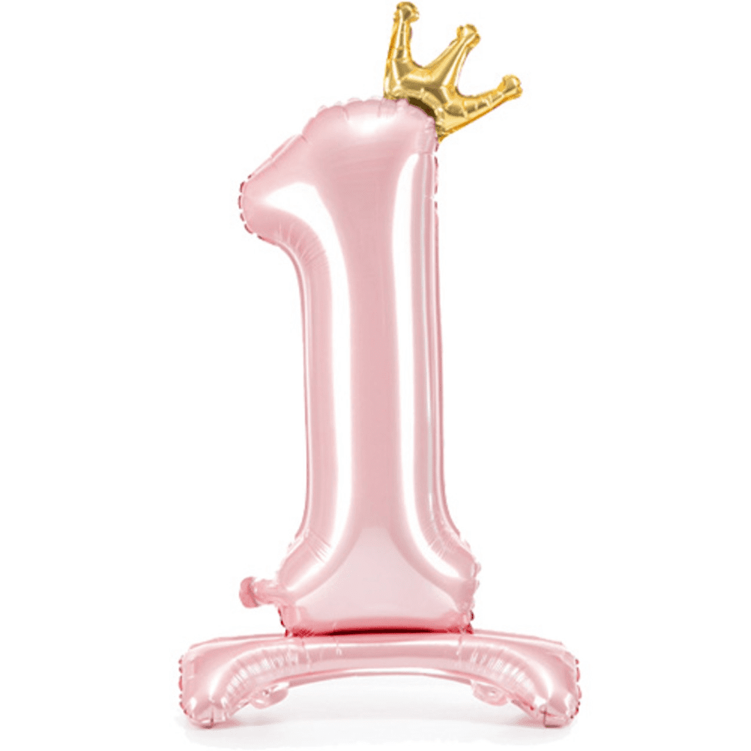 Party Deco 33 inch Light Pink Crown Number 1 Standing Foil Balloon_FB126M-1-081J-500__61353