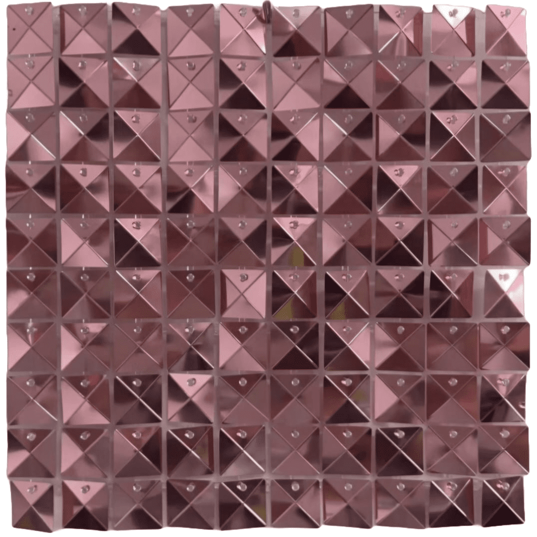 Sequin Wall Panel Metallic Pink Gold Pyramid Squares