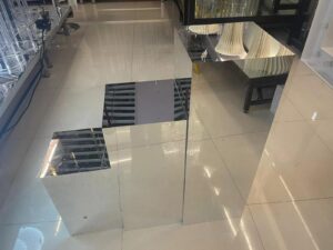 Set Of 3 Silver Rectangular Metallic Mirror Stands