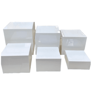 Set of 6 New White Acrylic Food Cake Display Stands