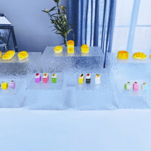 Set of 7 Frosted Clear Acrylic Food Cake Display Stands