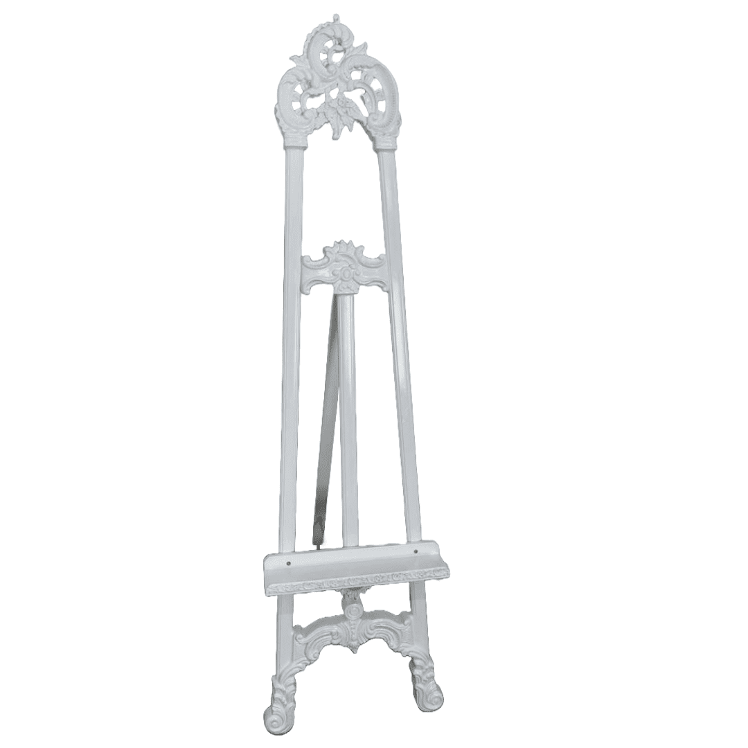 White Ornate Curved Wooden Easel 160cm_180cm