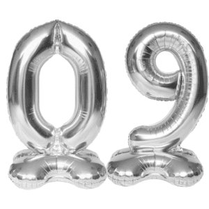 50 inch Air Stand Up Silver Foil Number Balloons