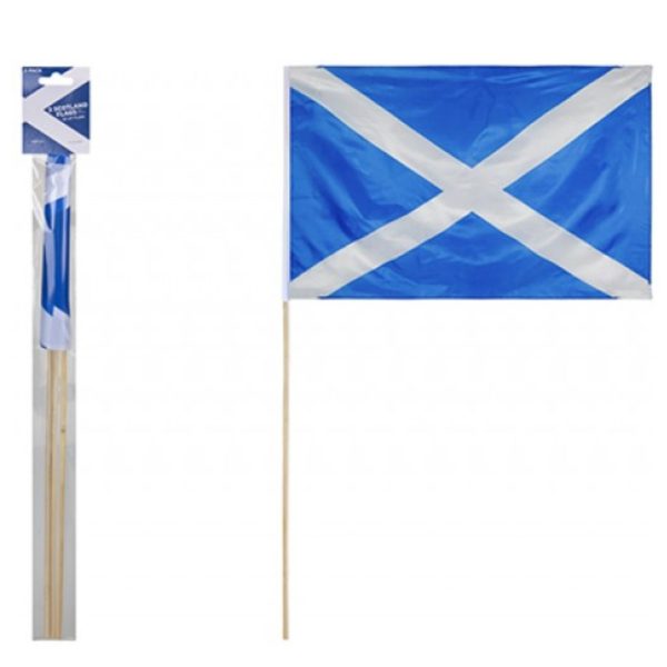Scotland 8 inch Rayon Flag inc Bamboo Stick (12pk)