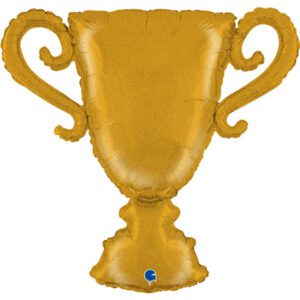 Grabo 33 inch Golden Trophy Glitter Holographic Foil Balloon