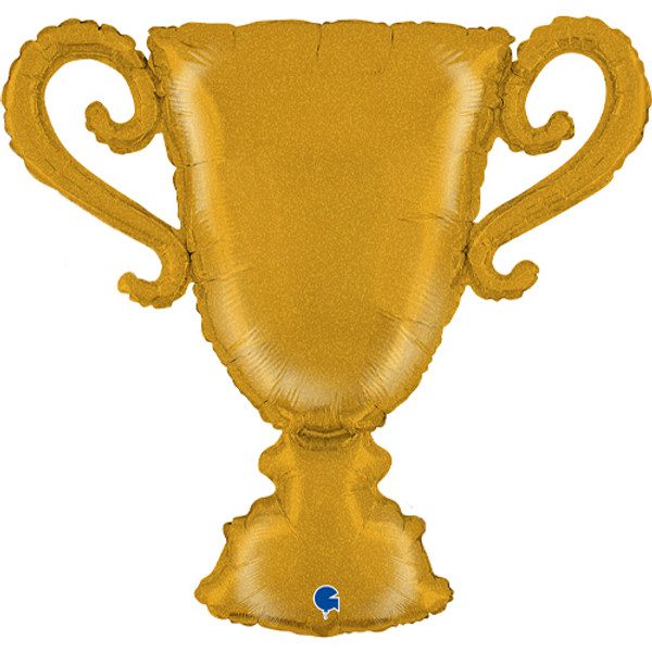 Grabo 33 inch Golden Trophy Glitter Holographic Foil Balloon