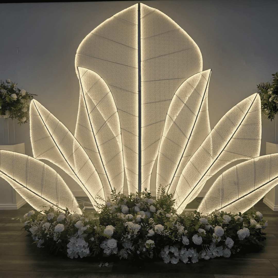 Luxury Light Up Warm White Leaves Backdrop