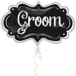 Amscan 27 inch Groom Chalkboard Black Foil Balloon