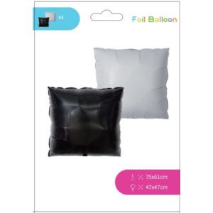 18 inch Square Pale Black & White Doubled Sided Foil Balloon