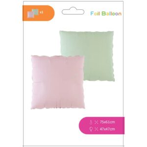 18 inch Square Pale Pink & Green Doubled Sided Foil Balloon