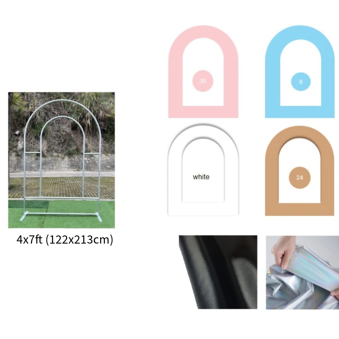 4x7ft Aluminium Rounded Archway 6 Colour Fabric Stand