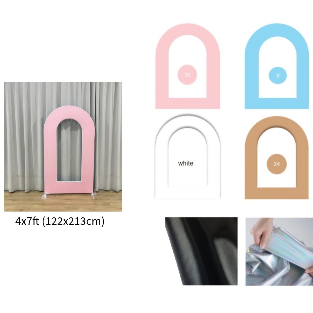 4x7ft Aluminium Rounded Archway 6 Colour Fabric Stand1