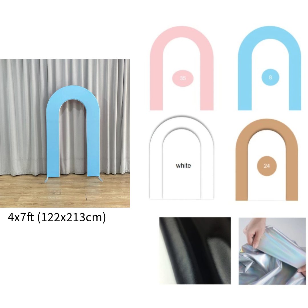 4x7ft Aluminium Rounded Archway Open Base 6 Colour Fabric Stand1