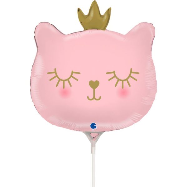 Grabo 14 inch Pink Cat Princess Mini Foil Balloon (Air Filled)_g72074-cat-princess-mini-b
