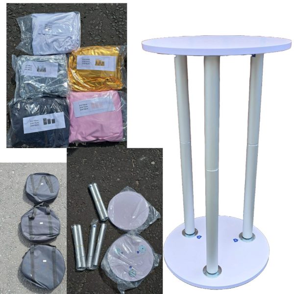 Set Of 3 Aluminium Cake Stands inc 6 Fabric Colours
