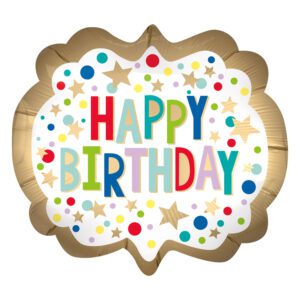 Amscan 25 inch Gold Satin Marquee Dots SuperShape Foil Balloon_63077-4126001-1-3-1500+