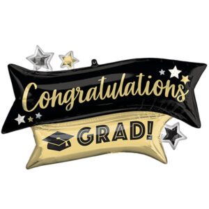 Amscan 38 inch Congratulations Grad Black & Gold Foil Balloon_4421601-500__84560