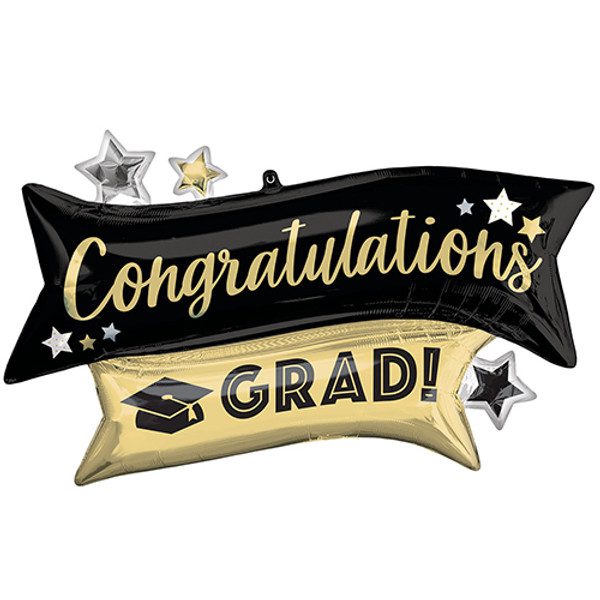 Amscan 38 inch Congratulations Grad Black & Gold Foil Balloon_4421601-500__84560