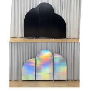 Black & Iridescent Covers For Set Of 3 Curved Fabric Backdrop Sailboard Stands