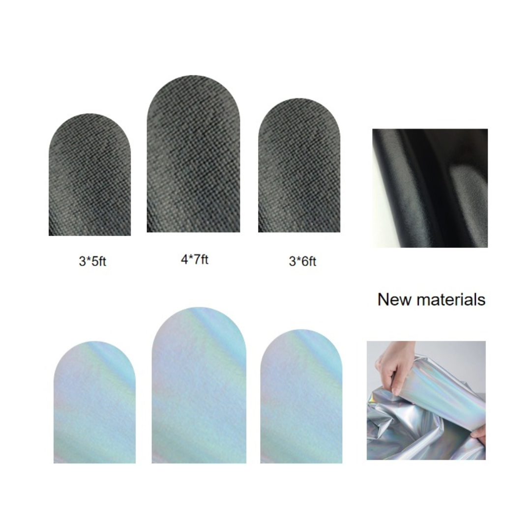 Black & Iridescent Covers For Set Of 3 Round Fabric Backdrop Sailboard Stands