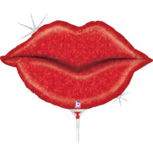 Grabo 14 inch Glitter Lips Red (Air filled) _19752gh-glitter-lips-b