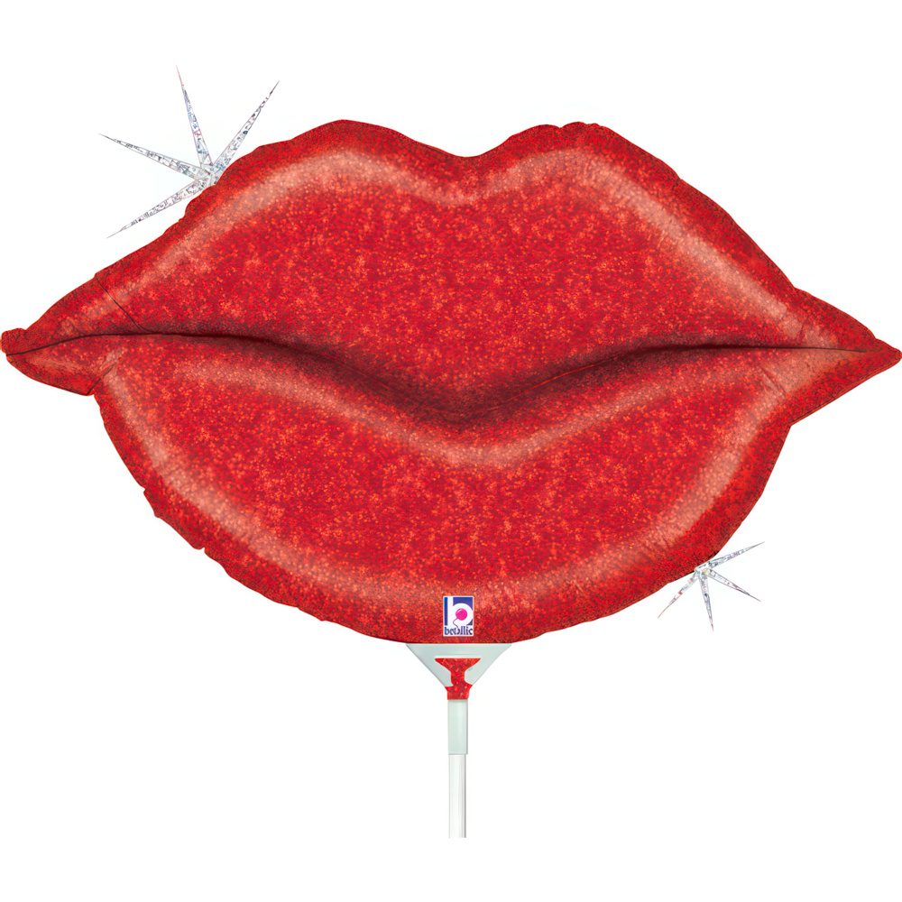 Grabo 14 inch Glitter Lips Red (Air filled) _19752gh-glitter-lips-b
