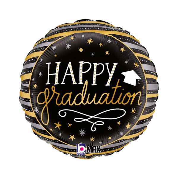 Buy Grabo 18 inch Round Satin Metallic Graduation Stripes Foil Balloon ...