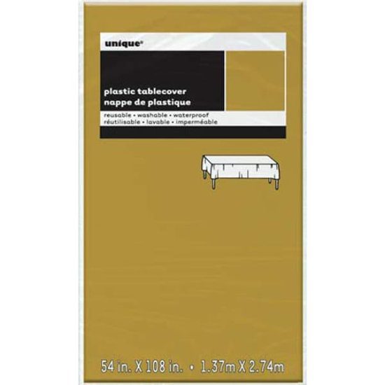 Unique 1.37M x 2.74M Plastic Gold Tablecover