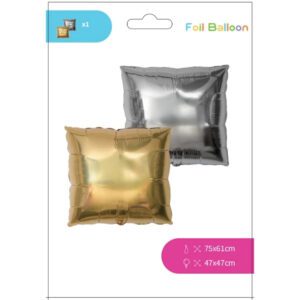18 inch Square Gold & Silver Doubled Sided Foil Balloon