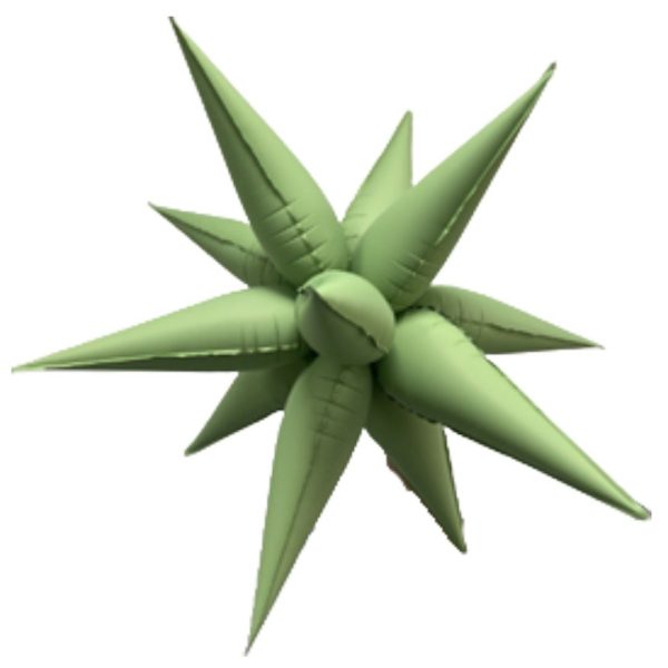 B4U 40 inch 12 point Pale Green Matte Spikey Starburst Foil Balloon