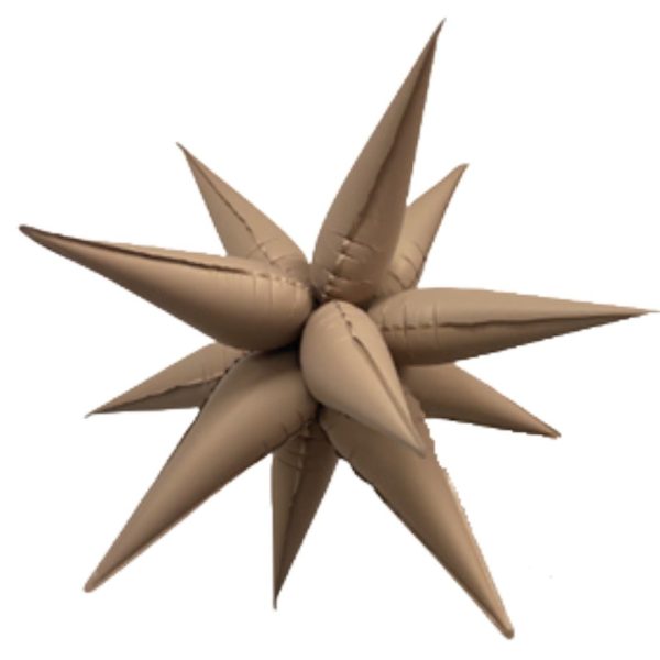 B4U 26 inch 12 point Mocha Brown Matte Spikey Starburst Foil Balloon