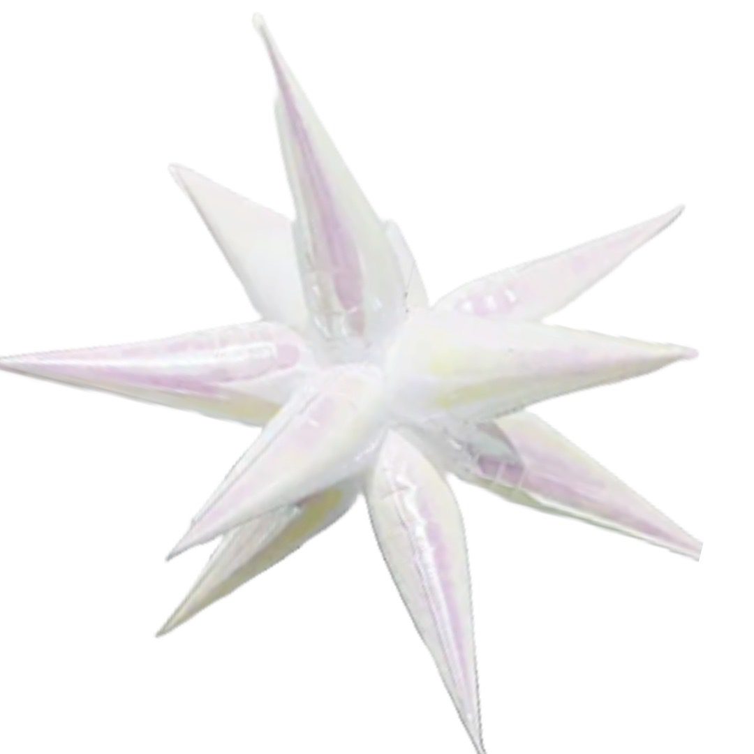 B4U 26 inch 12 point Iridescent Pearl White Spikey Starburst Foil Balloon