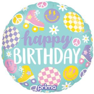 Prima 18 inch Happy Birthday Retro Skates Foil Balloon_PF-RSKT-18-50-1-500__60742