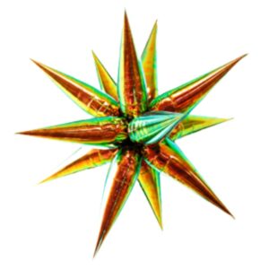 B4U 26 inch 12 point Iridescent Green  Spikey Starburst Foil Balloon