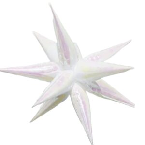 B4U 26 inch 12 point Iridescent Pearl White Spikey Starburst Foil Balloon