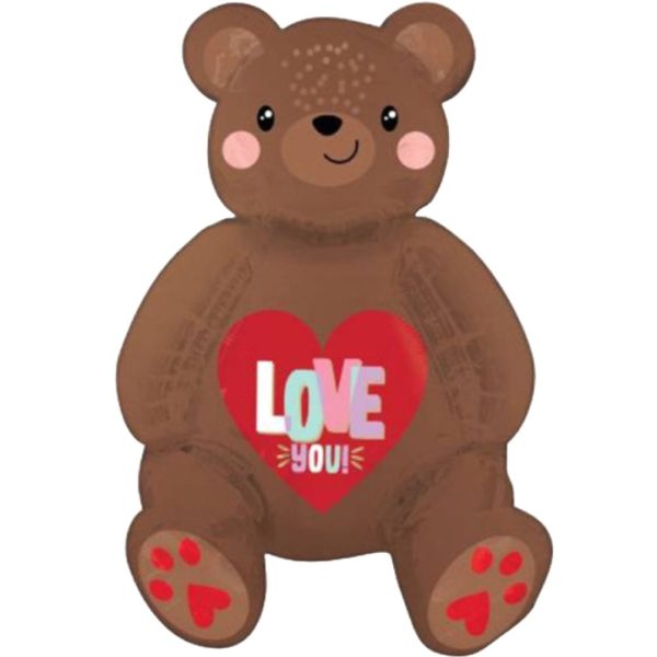 Anagram 20 inch Sitting Love You Bear Satin Multi Foil Balloon