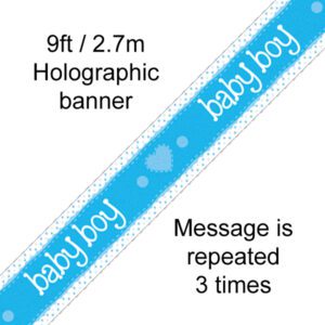 9ft Banner It’s a Boy Pastel Heart Holographic Dot
