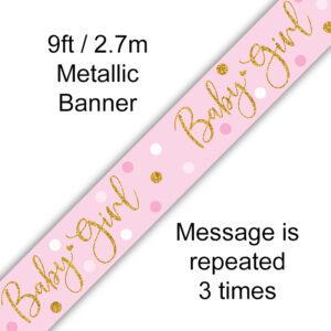 9ft Banner Sparkling Baby Girl Dots Holographic