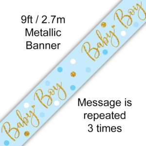 9ft Banner Sparkling Baby Boy Dots Holographic