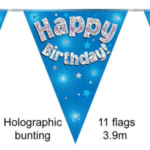 Party Bunting Happy 90th Birthday Pink Holographic 11 flags 3.9m