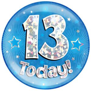 6" Jumbo Badge 13 Today Blue Holographic Cracked Ice
