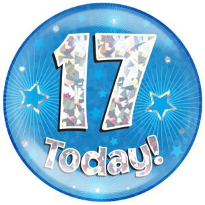 6" Jumbo Badge 17 Today Blue Holographic Cracked Ice