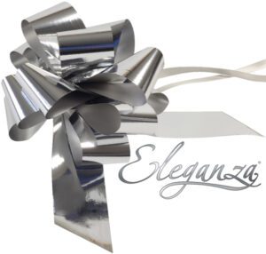 Eleganza Poly Pull Bows Metallic 50mm x 20pcs Silver
