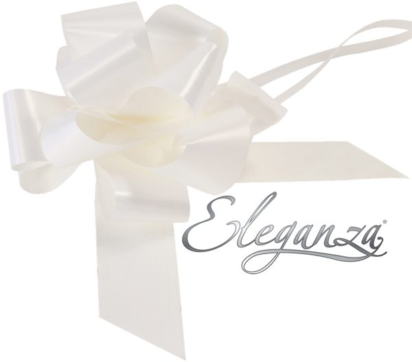Eleganza Poly Pull Bows 50mm x 20pcs White No.01