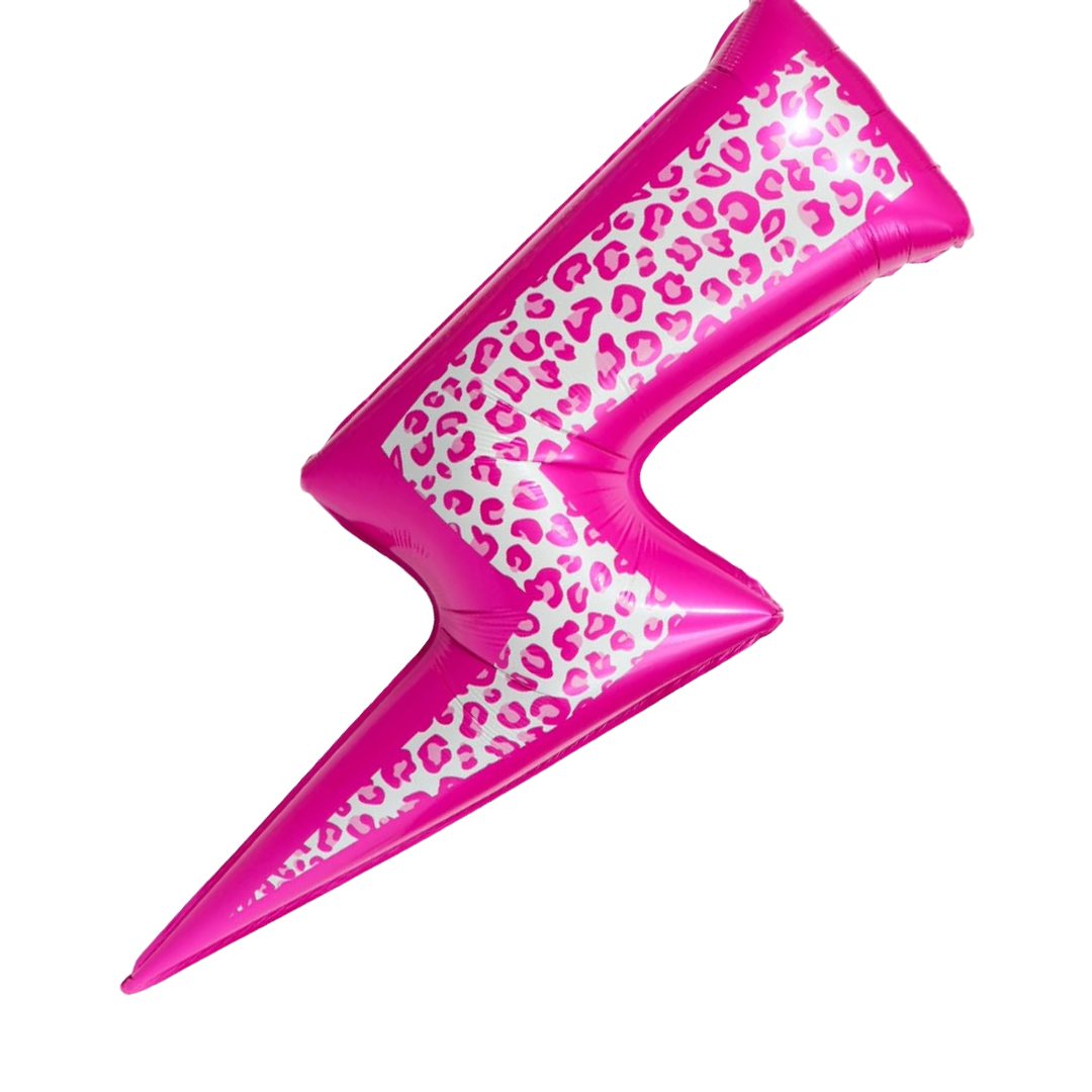 pink lightning bolt paw print foil balloon