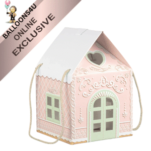 Exclusive Official Pink Christmas House Snow Roof Gift Box with Handles (30Pk)